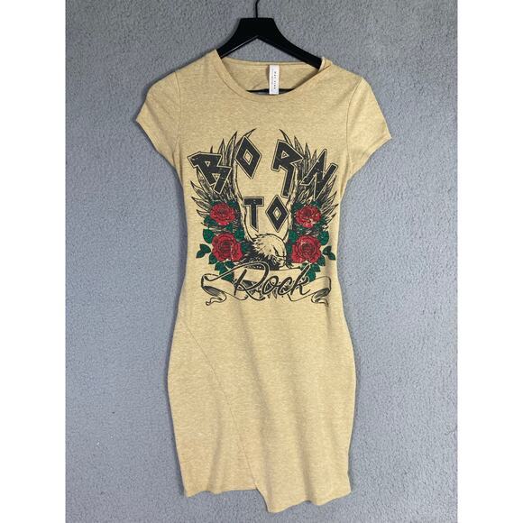 May Pink Women's M Brown Graphic T-Shirt‎ Long Dress Short Casual Spring - Picture 2 of 10